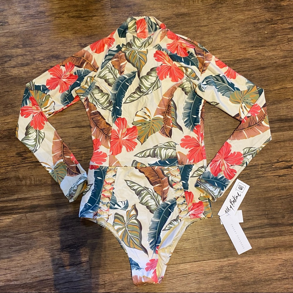 NWT Rip Curl “my bikini” cheeky long sleeve one piece swim